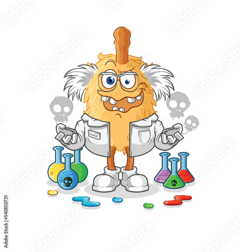 feather duster mad scientist illustration. character vector