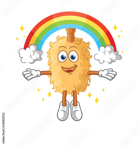 feather duster with a rainbow. cartoon vector