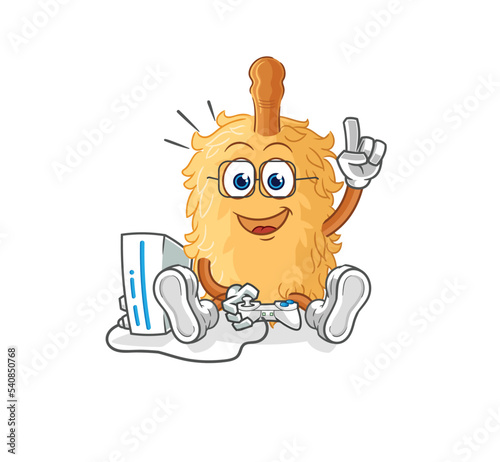 feather duster playing video games. cartoon character