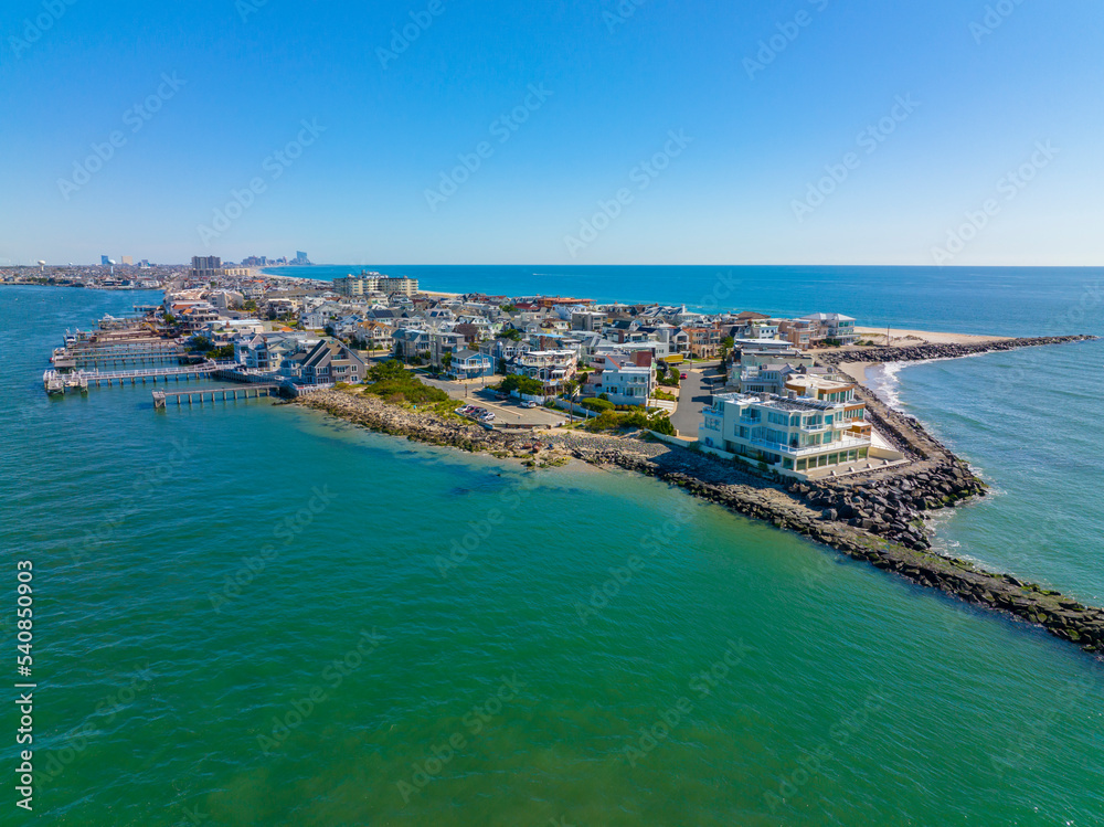 Longport Point aerial view with Atlantic City at the background, Longport, New Jersey NJ, USA. Longport is the southernmost town of Absecon Island. 