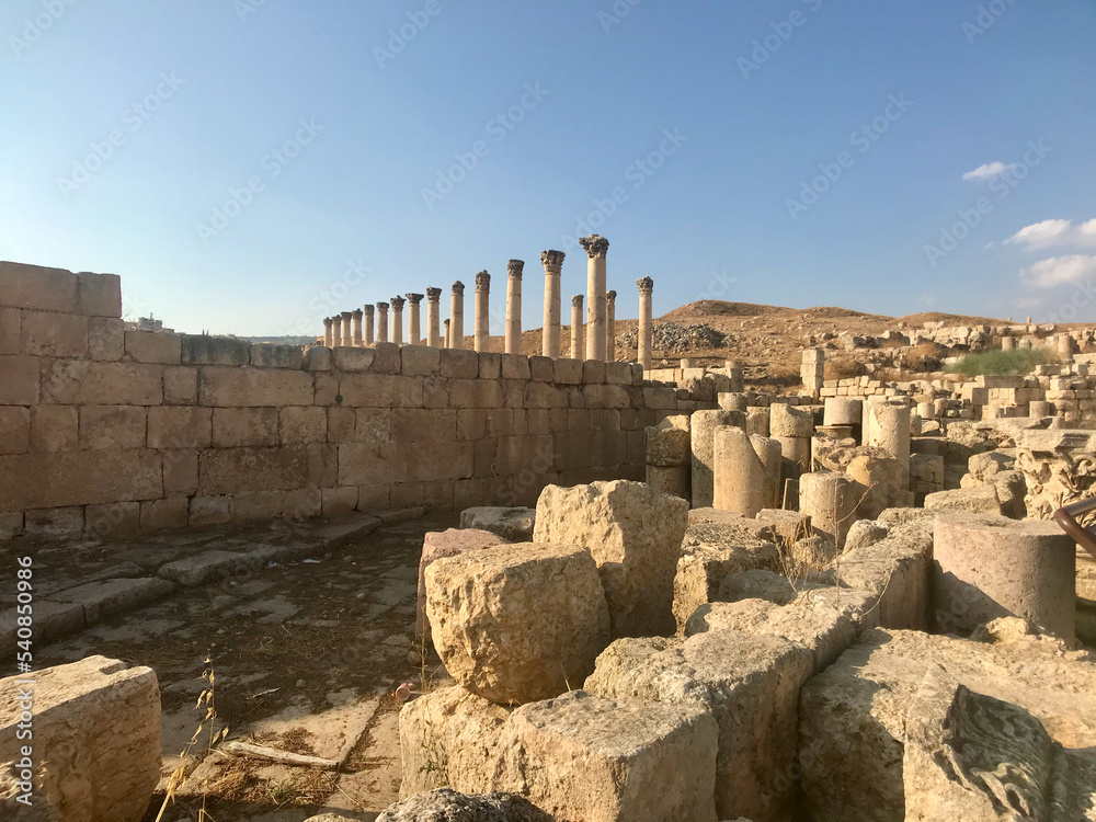 Jerash, Jordan, November 2019 - A stone bridge HQ