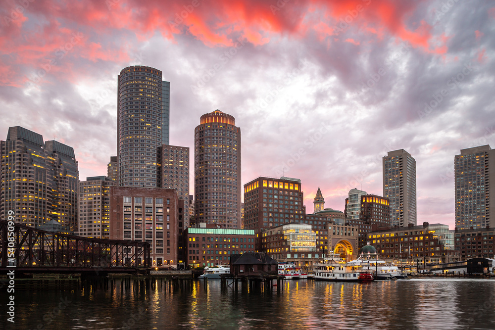 Boston cityscape at night Boston cityscape at night