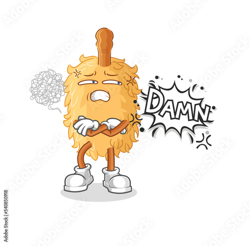 feather duster very pissed off illustration. character vector