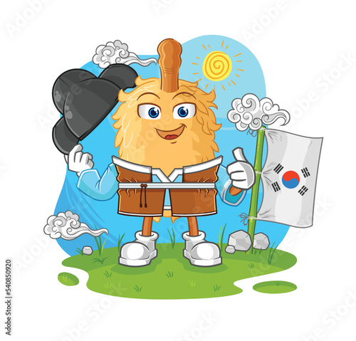 feather duster korean culture vector. cartoon character