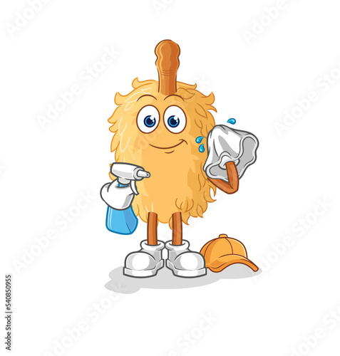 feather duster cleaner vector. cartoon character