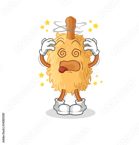 feather duster dizzy head mascot. cartoon vector