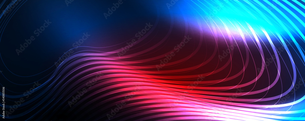 Techno neon wave lines, dynamic electric motion, speed concept. Templates for wallpaper, banner, background, landing page, wall art, invitation, prints Techno neon wave lines, dynamic electric motion, speed concept. Templates for wallpaper, banner, background, landing page, wall art, invitation, prints