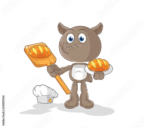 tapir baker with bread. cartoon mascot vector