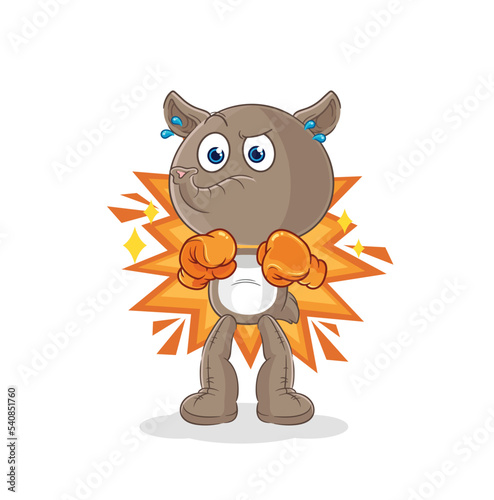 tapir boxer character. cartoon mascot vector