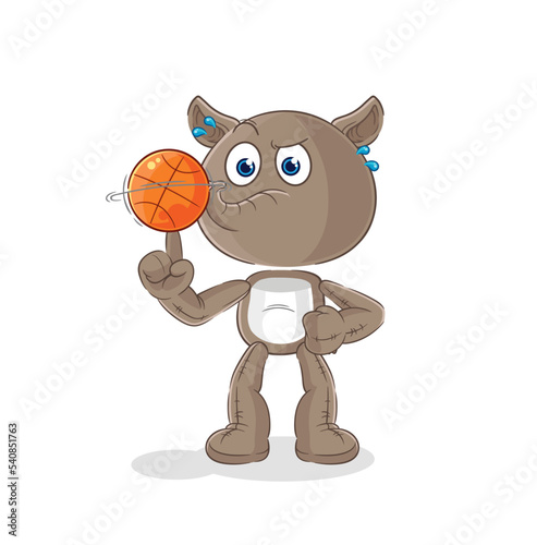 tapir playing basket ball mascot. cartoon vector