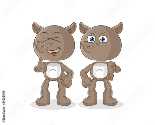 tapir thumbs up and thumbs down. cartoon mascot vector