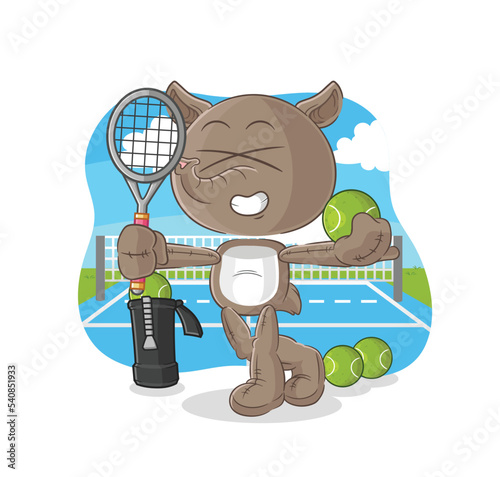 tapir plays tennis illustration. character vector