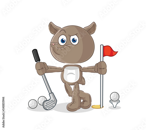 tapir playing golf vector. cartoon character