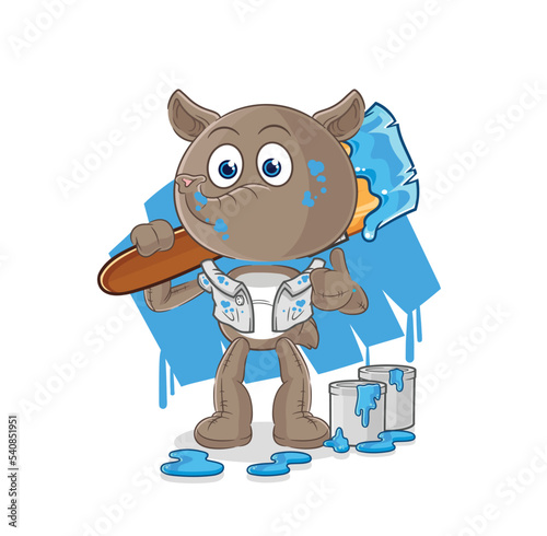 tapir painter illustration. character vector