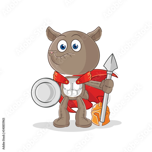 tapir spartan character. cartoon mascot vector