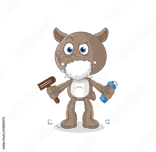 tapir shave facial hair vector. cartoon character