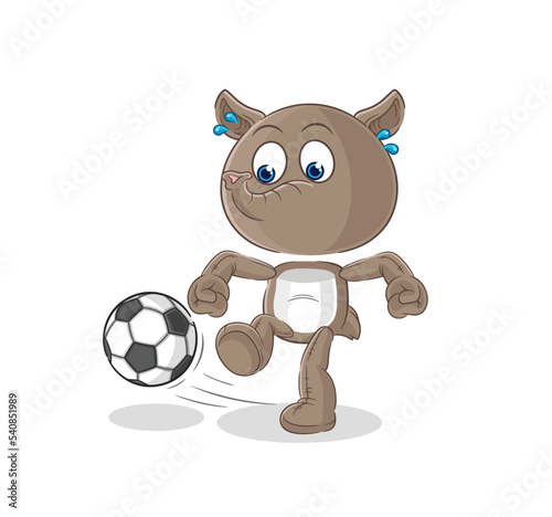 tapir kicking the ball cartoon. cartoon mascot vector