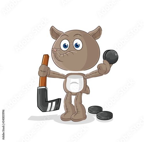tapir playing hockey vector. cartoon character