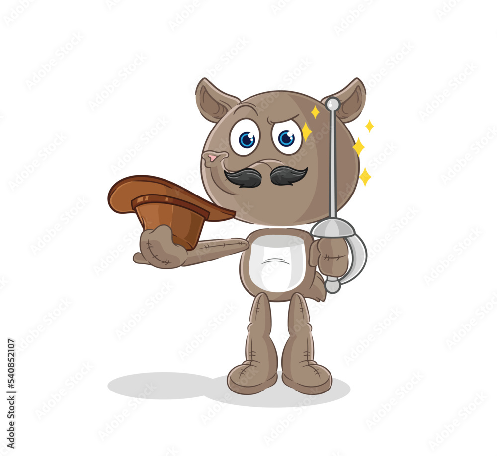 Fototapeta premium tapir fencer character. cartoon mascot vector