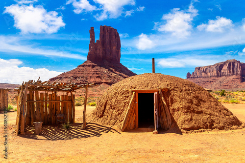 Native american hogans at Monument Valley photo