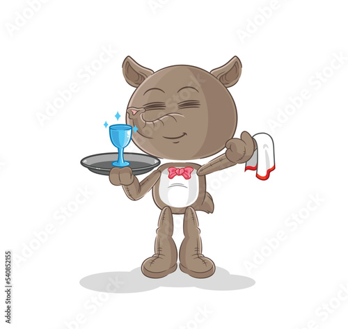 tapir waiter cartoon. cartoon mascot vector