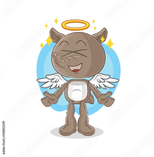 tapir angel with wings vector. cartoon character