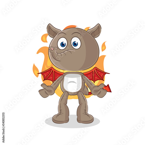 tapir demon with wings character. cartoon mascot vector