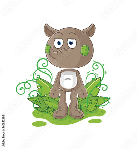 tapir waiting too long mascot. cartoon vector