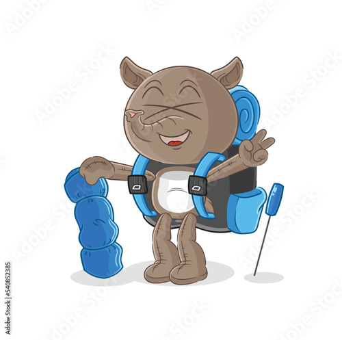 tapir go camping mascot. cartoon vector