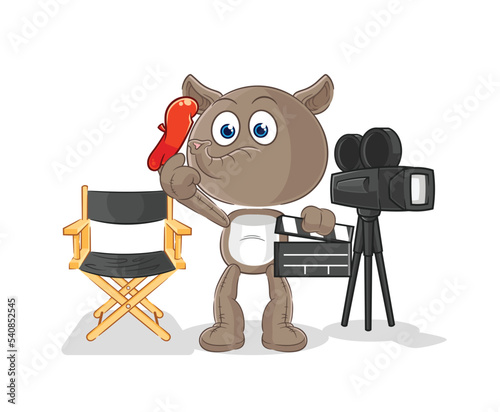 tapir director mascot. cartoon vector