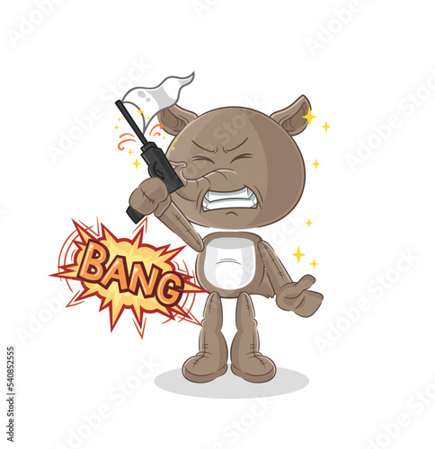 tapir warning shot mascot. cartoon vector