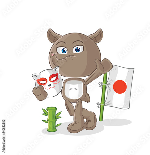 tapir japanese fox character. cartoon mascot