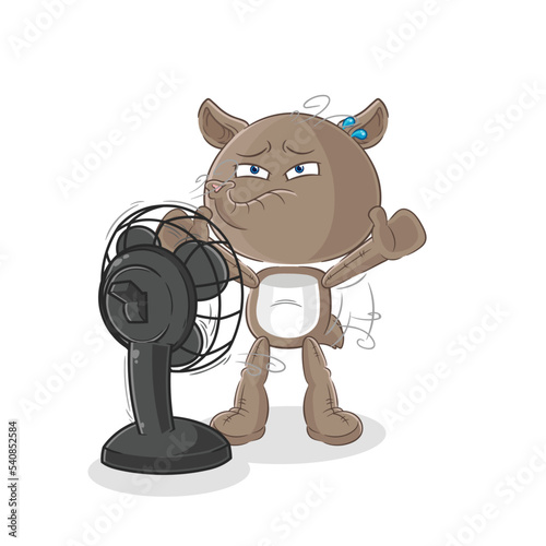 tapir with the fan character. cartoon mascot vector