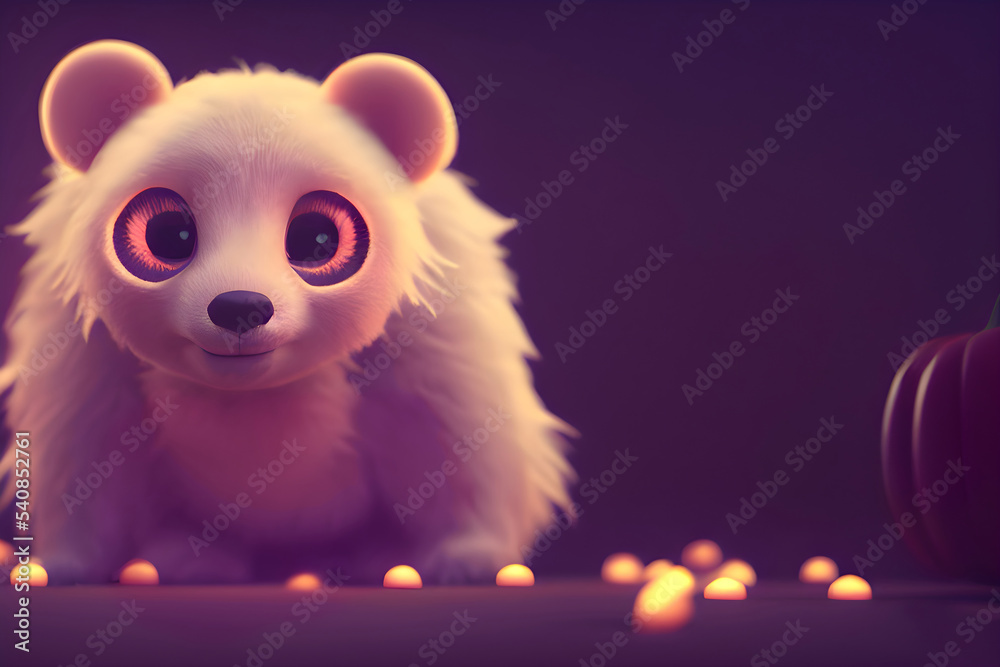 Obraz premium Cute illustration of white bear on halloween