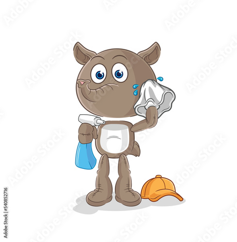 tapir cleaner vector. cartoon character