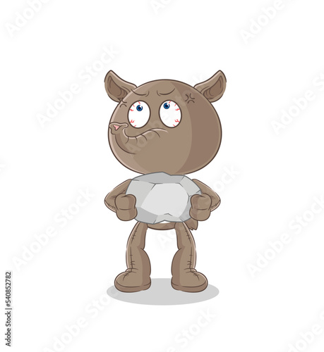 tapir lifting rock cartoon character vector