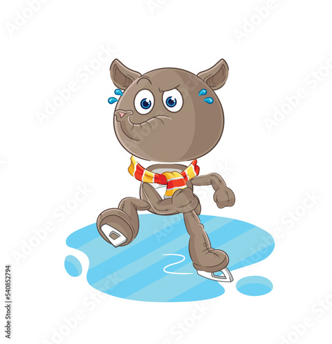 tapir ice skiing cartoon. character mascot vector