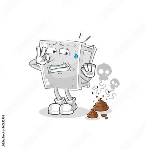 concrete brick with stinky waste illustration. character vector
