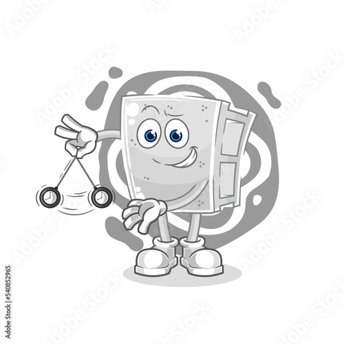 concrete brick hypnotizing cartoon. cartoon mascot vector