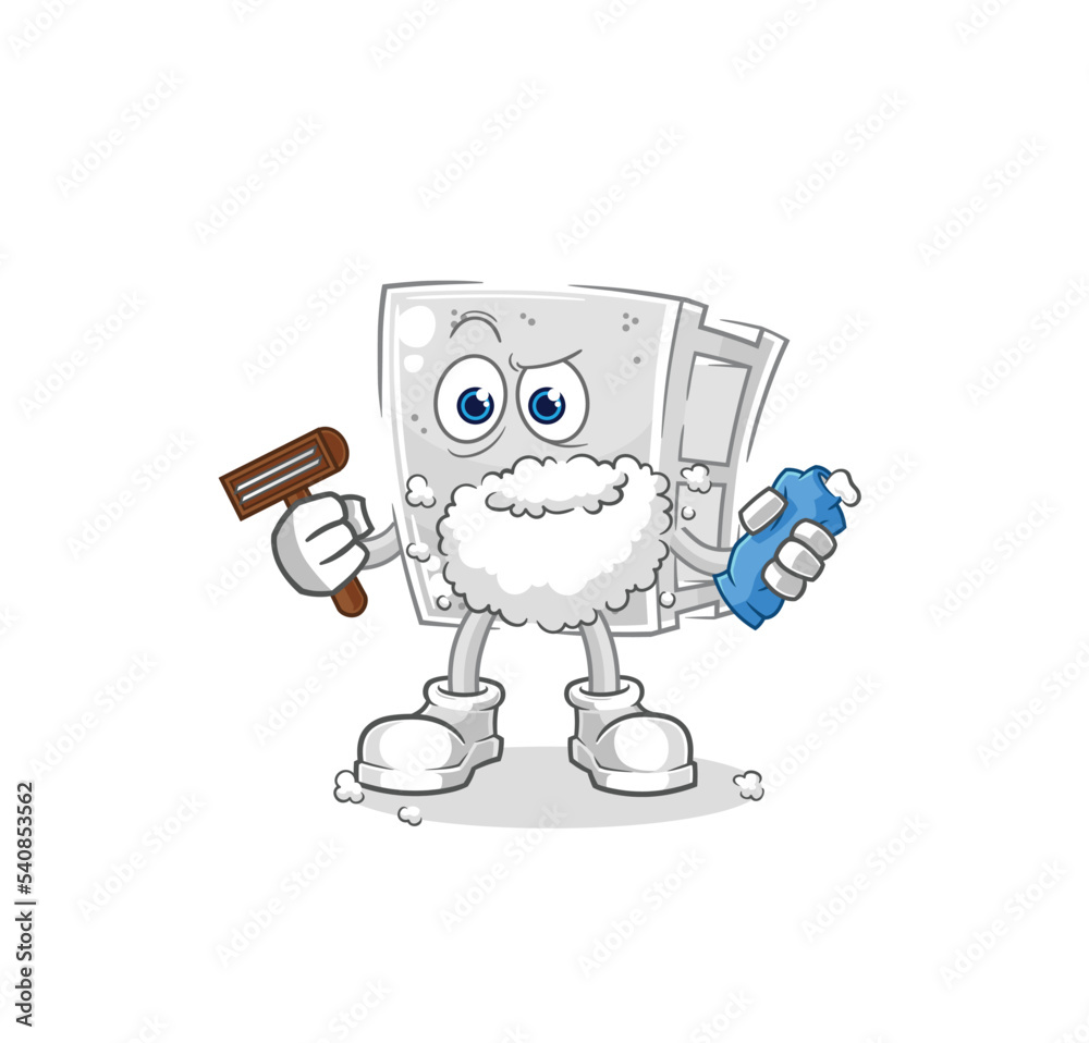 concrete brick shave facial hair vector. cartoon character concrete brick shave facial hair vector. cartoon character
