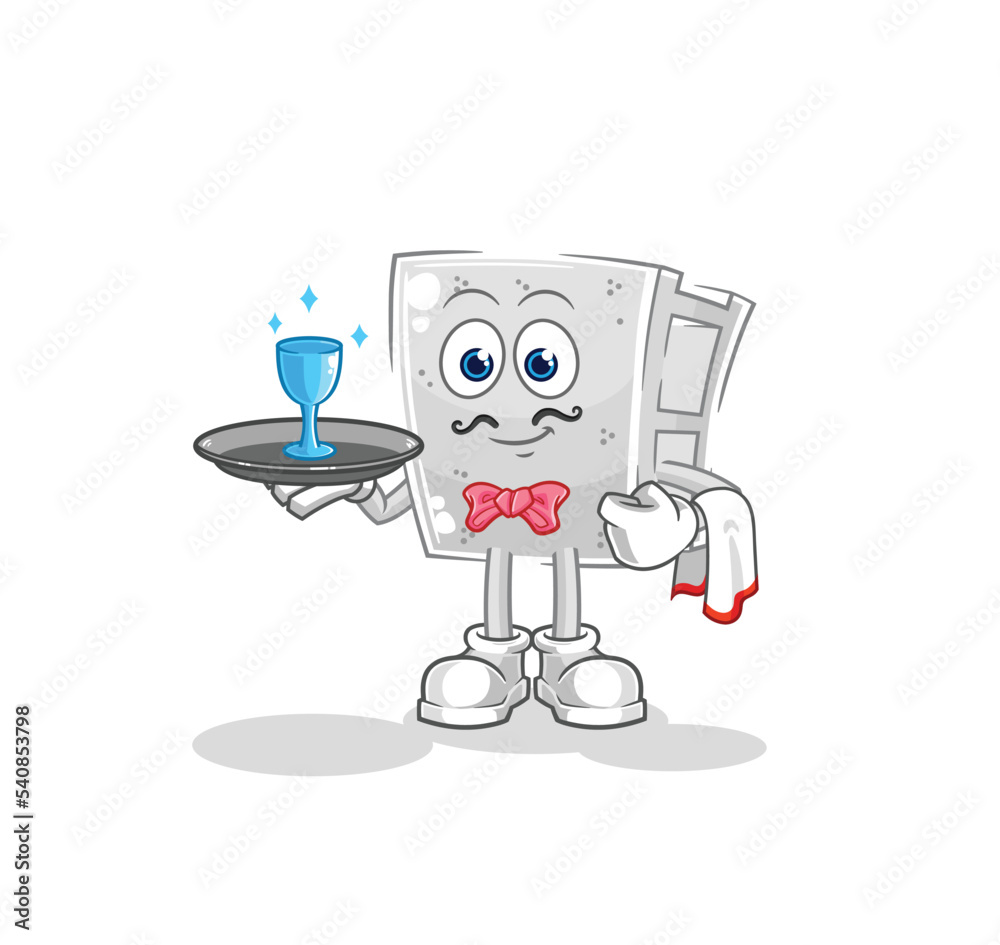 Fototapeta premium concrete brick waiter cartoon. cartoon mascot vector