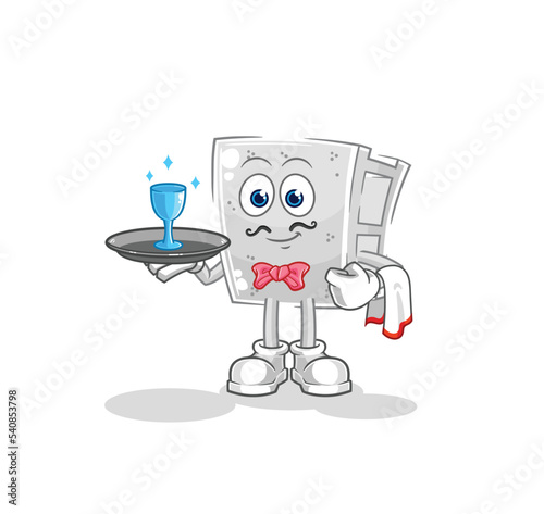 concrete brick waiter cartoon. cartoon mascot vector