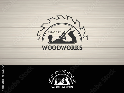 Retro Vintage Woodworking Wood Fore Plane And Jack Plane Logo Design
