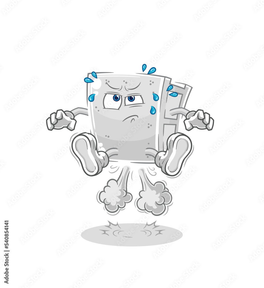 concrete brick fart jumping illustration. character vector concrete brick fart jumping illustration. character vector