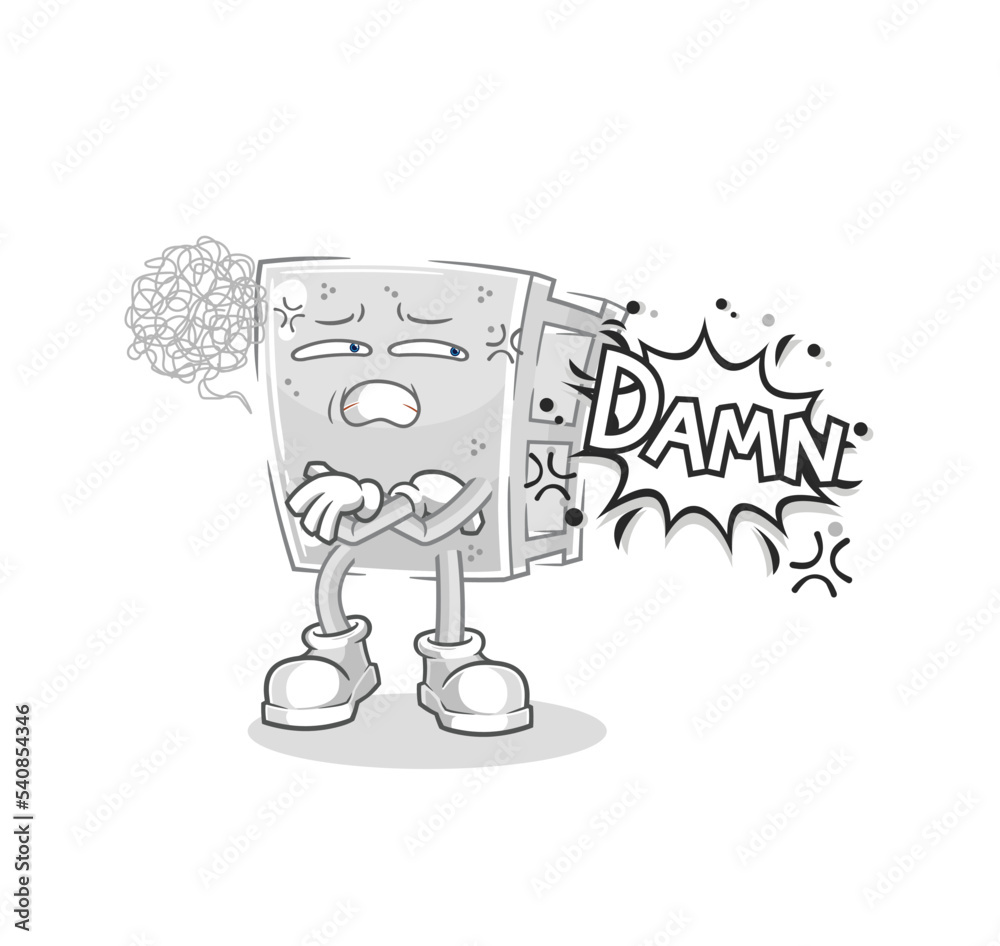 concrete brick very pissed off illustration. character vector concrete brick very pissed off illustration. character vector