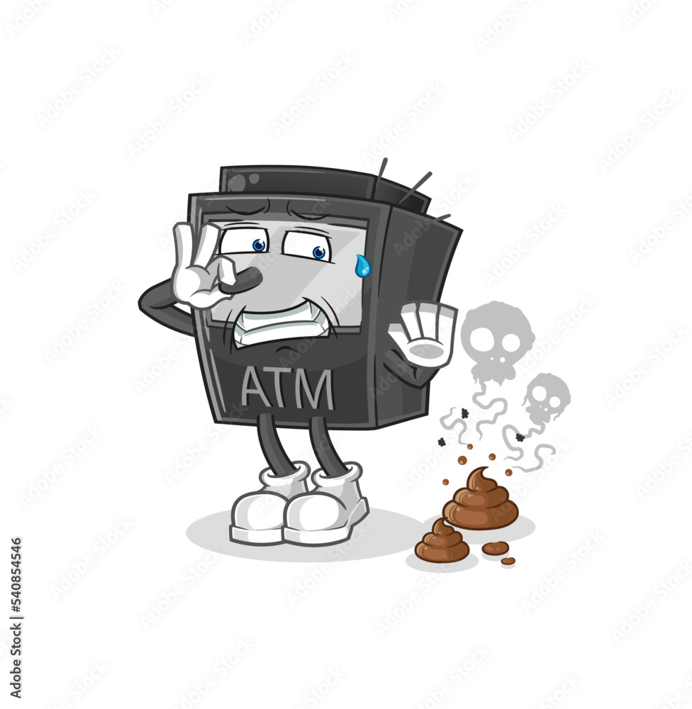 ATM machine with stinky waste illustration. character vector ATM machine with stinky waste illustration. character vector