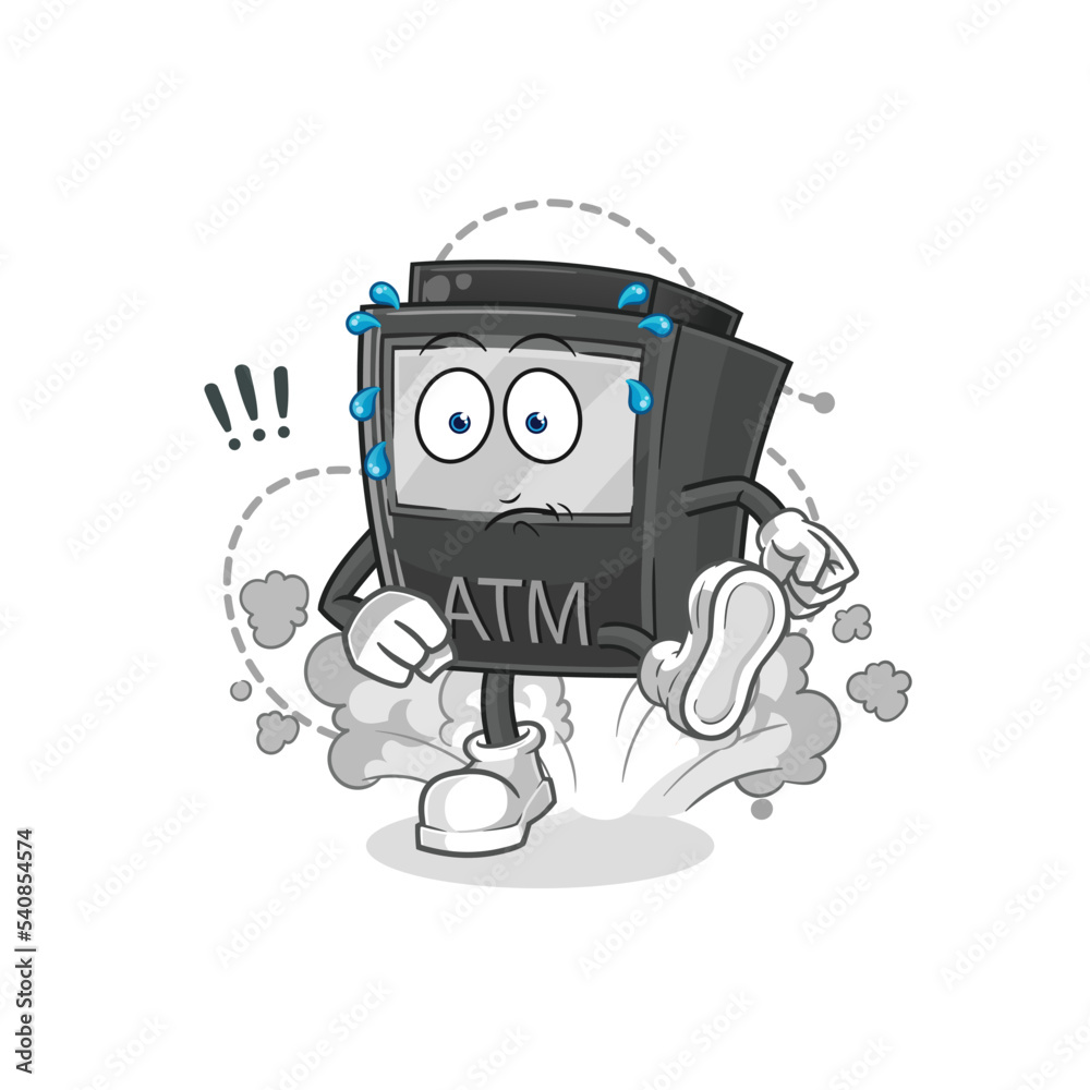ATM machine running illustration. character vector ATM machine running illustration. character vector