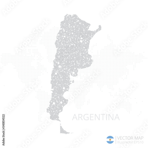Argentina grey map isolated on white background with abstract mesh line and point scales. Vector illustration eps 10