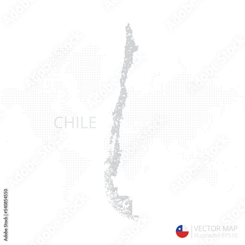 Chile grey map isolated on white background with abstract mesh line and point scales. Vector illustration eps 10