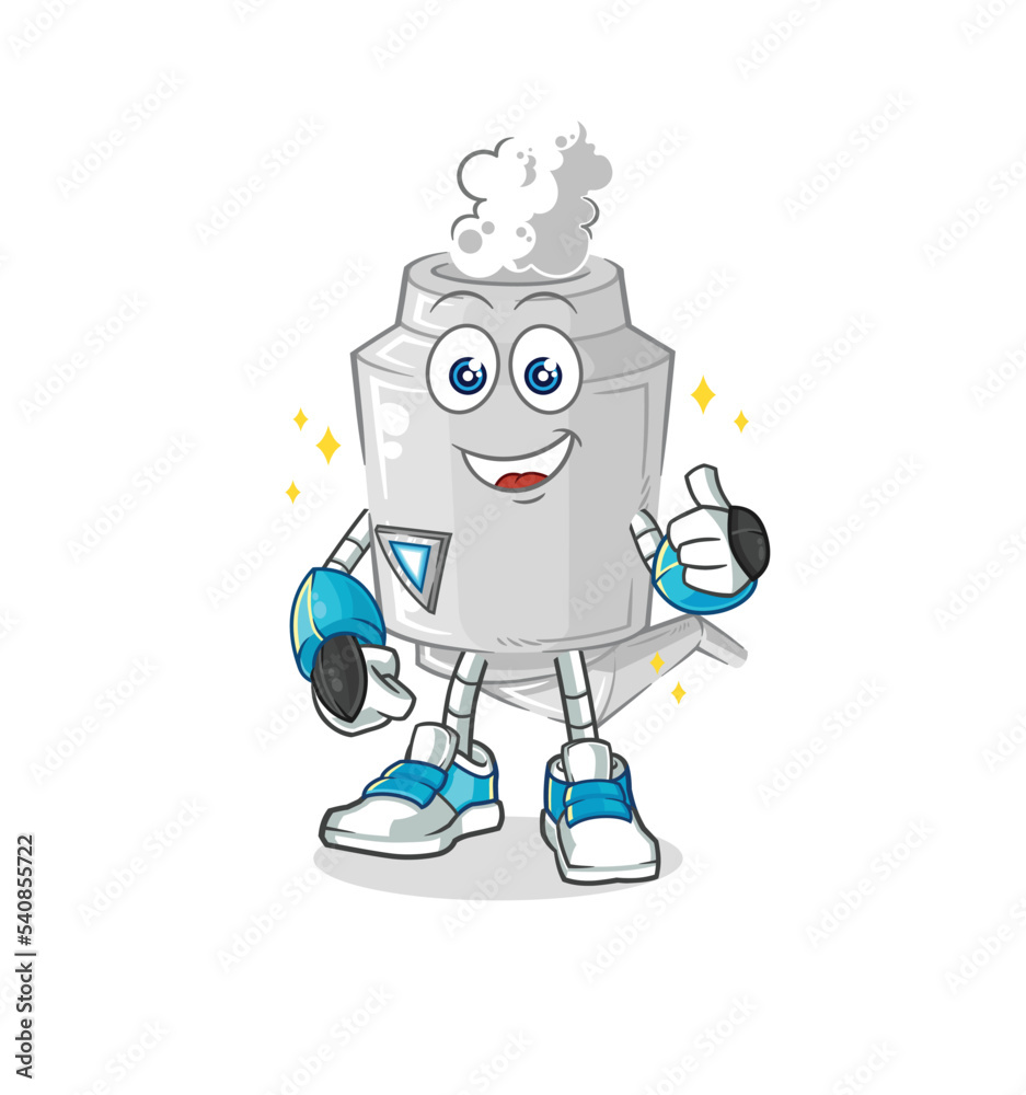 exhaust robot character. cartoon mascot vector